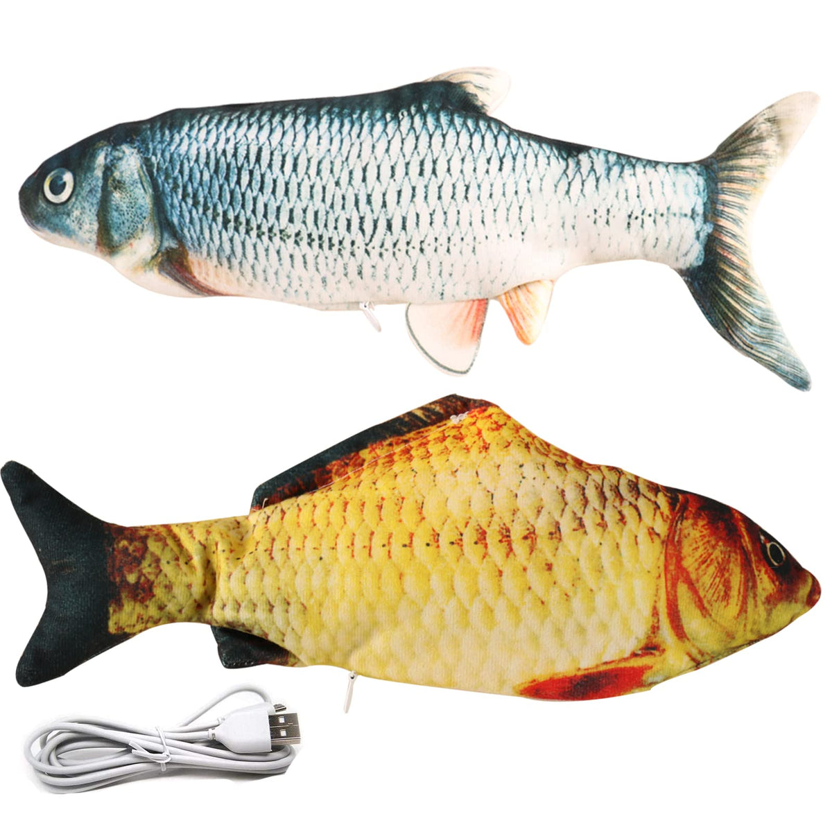 VAIZIQ Flopping Fish Electric Moving Dog Fish Toy，Realistic Flopping Fish Rocking Dog Toy，Indestructible Dog Toys Interactive Pet Toys for Dog Exercise，Small and Medium Dog Floppy Fish Dog Chew Toy