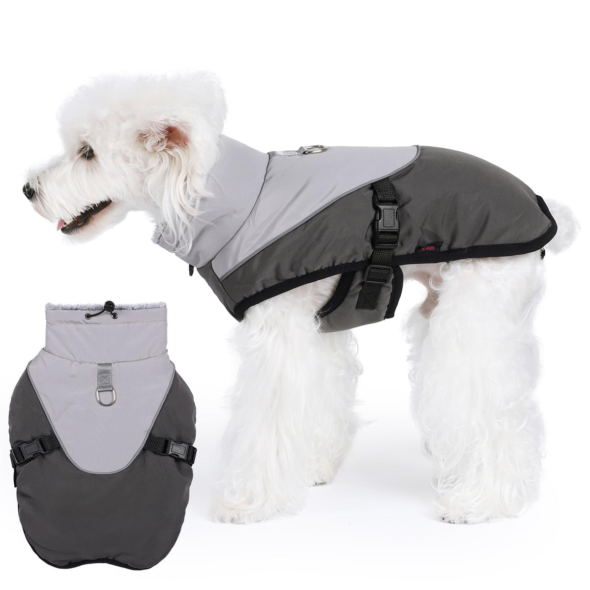 Norbi Dog Winter Coat Adjustable Dog Coats with D-Rings Reflective Turtleneck Warm Dog Coat Windproof Dog Jacket Vest Dog Cold Weather Coats for Small Medium Dogs