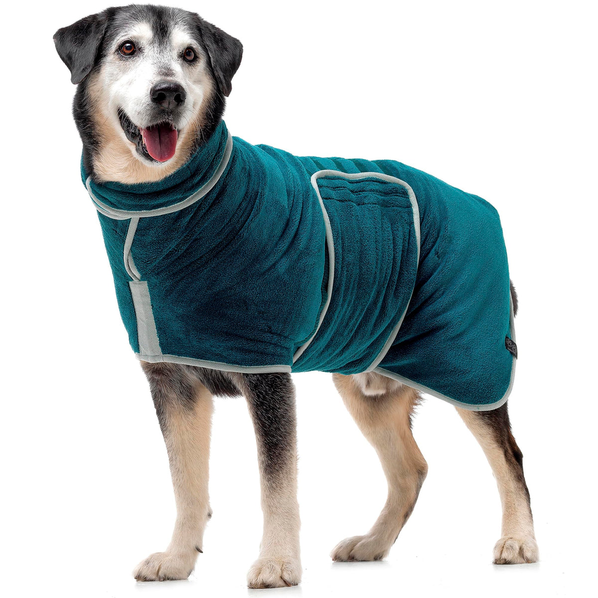 Lucky Pooch Luxurious Dog Bathrobe - Double Layer Dog Robe - Dog Drying Coat Dries Your Dog in Minutes Super Absorbent Dog Bath Towel & Ultra Soft Dog Bath Robe in 1 Dog Towel Robe (XXL Teal)